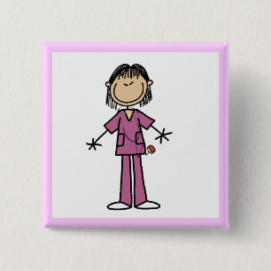 Asiatische Stäbchenfigur Krankenschwester Button