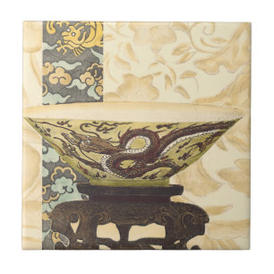 Asiatische Tapisserie mit Bowl- und Drachendesign Fliese