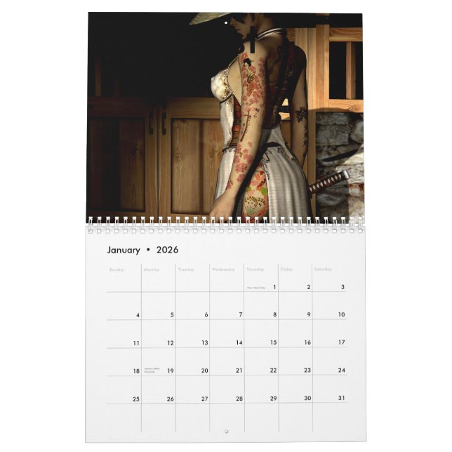 Asiatische Tätowierung, Test Kalender (Jan 2026)