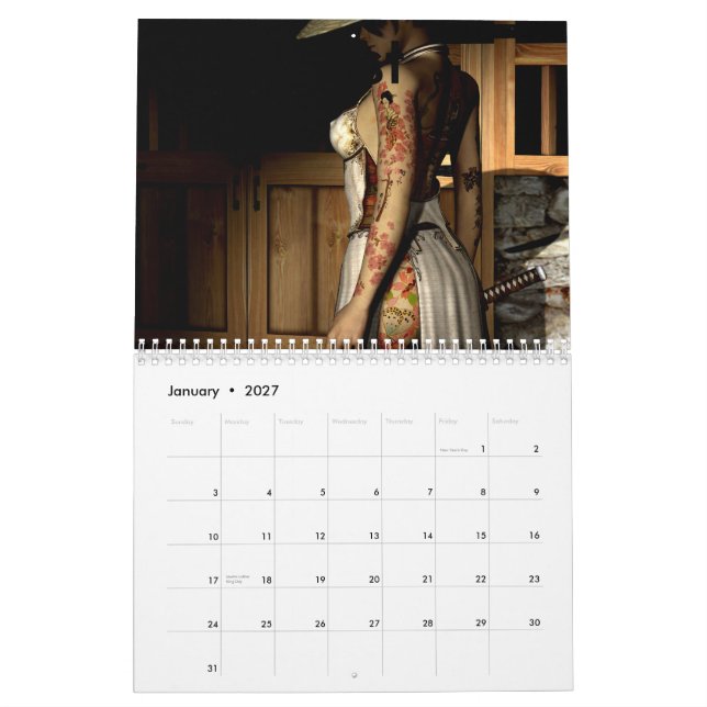 Asiatische Tätowierung, Test Kalender (Jan 2027)