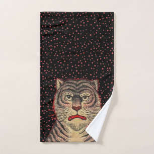 Asiatische Tigerfront Schwarze Streifen rote Punkt Handtuch