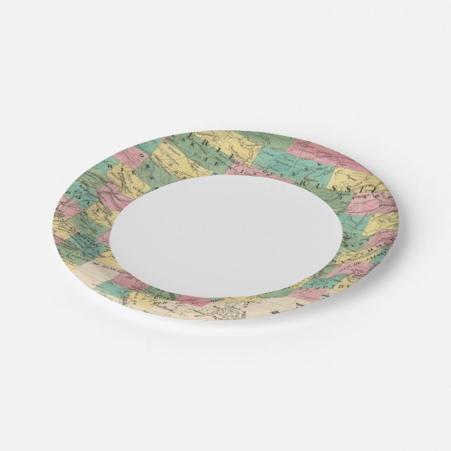 Asiatische Versammlung Pappteller (Schrägansicht)