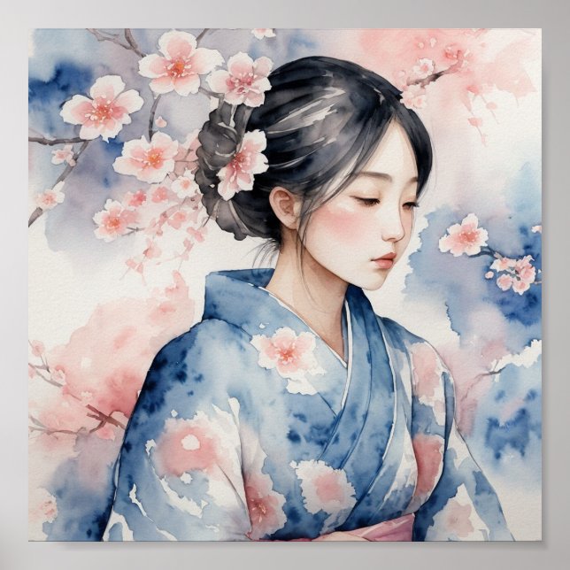 Asiatische Wasserfarbe Poster (Vorne)