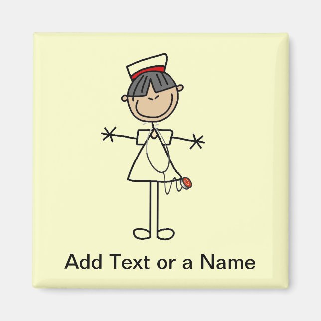 Asiatische Weibliche Strichmännchen Krankenschwest Magnet (Vorne)