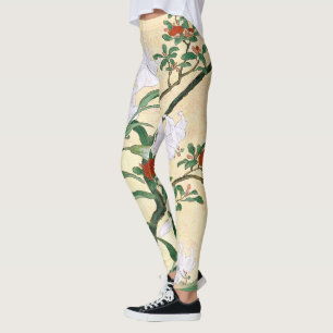 Asiatische weiße Lilien-Blumen ganz über Leggings