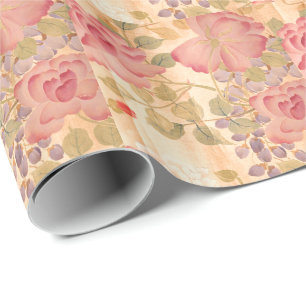 Asiatische Wisteria-Rosen Blumige Blumen Geschenkpapier