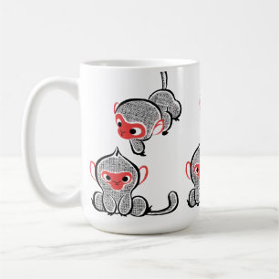Asiatischer Affe Duo: Sitzen und Klettern Kaffeetasse