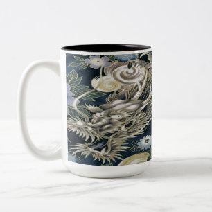 Asiatischer Drache-Blumenmuster-Kaffee-Tasse Zweifarbige Tasse
