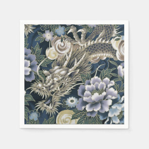 Asiatischer Drache Blumenmuster Napkins Serviette
