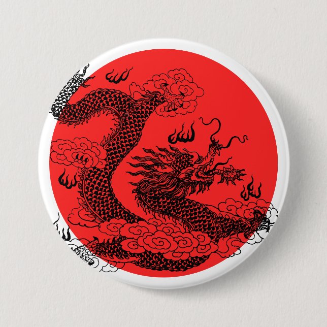Asiatischer Drache Button (Vorderseite)
