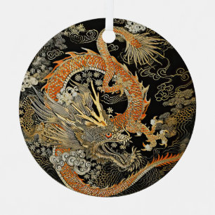 Asiatischer Drache und Wolken Ornament Aus Metall