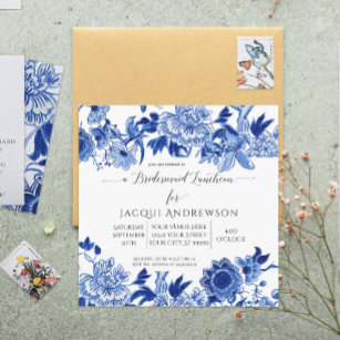 Asiatischer Einfluss Blue White Floral Bridesmaid Einladung