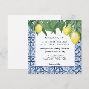 Asiatischer Einfluss Shibori X Muster mit Zitronen Einladung