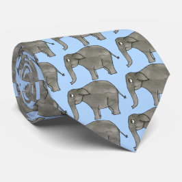 Asiatischer Elefant auf Pastellblau. Krawatte