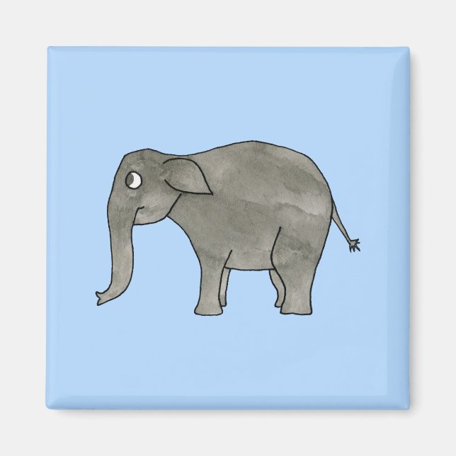 Asiatischer Elefant, hellblau. Magnet (Vorne)