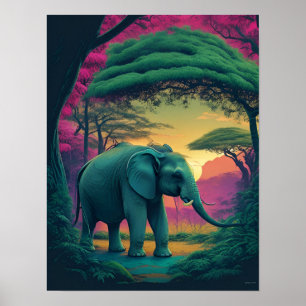 Asiatischer Elefant im Wald Poster