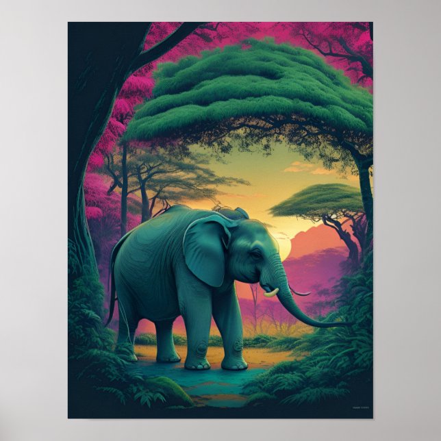 Asiatischer Elefant im Wald Poster (Vorne)