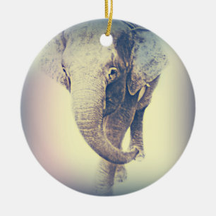 Asiatischer Elefant in den Vintagen Farben Keramik Ornament