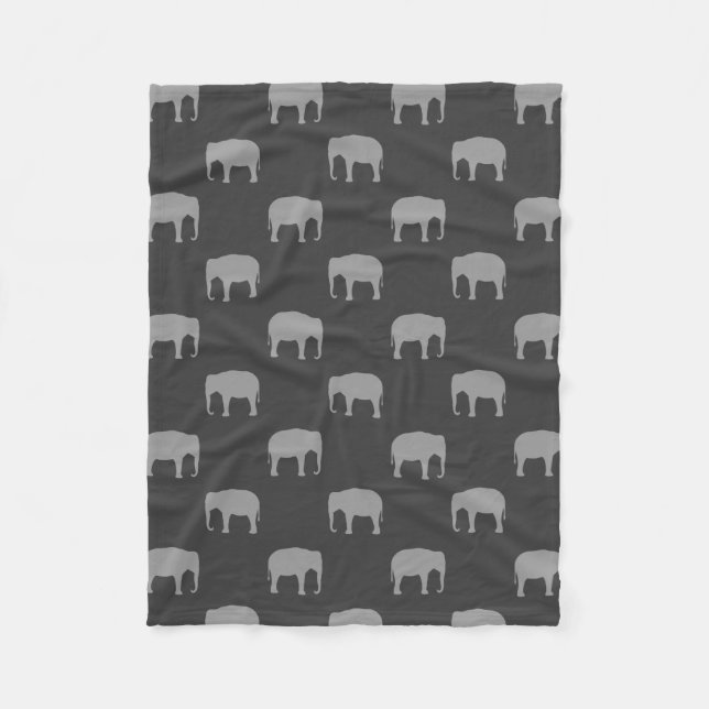 Asiatischer Elefant-Silhouette-Muster Fleecedecke (Vorderseite)
