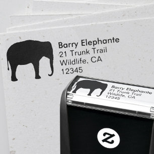 Asiatischer Elefant-Silhouette-Rücksendeadresse Permastempel