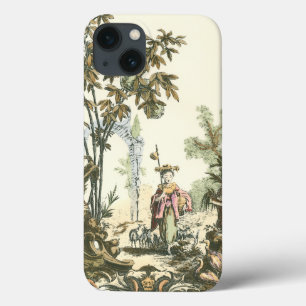 Asiatischer Garten mit Frau und Tieren iPhone 13 Hülle