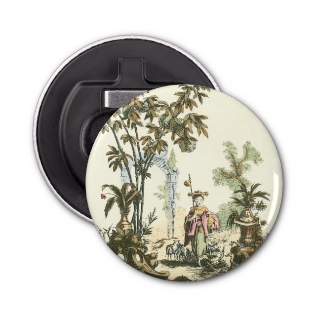 Asiatischer Garten mit Frauen und Tieren Flaschenöffner (Vorderseite)