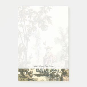 Asiatischer Garten mit Frauen und Tieren Post-it Klebezettel