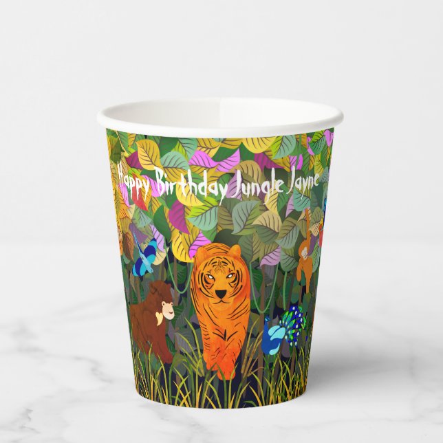 Asiatischer Jungle Tiger Sonnenbär Pfauenaffe Pappbecher (Links)