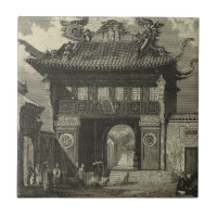 Asiatischer Kaisertempel in Schwarz und Weiß