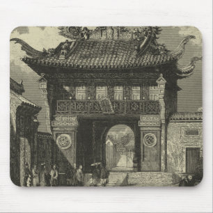 Asiatischer Kaisertempel in Schwarzem u. im Weiß Mousepad