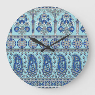 Asiatischer Paisley-Rahmen: Traditionelles Design. Große Wanduhr