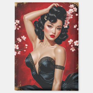 Asiatischer Pin-Up Kirschblüte 🌸 Magnet
