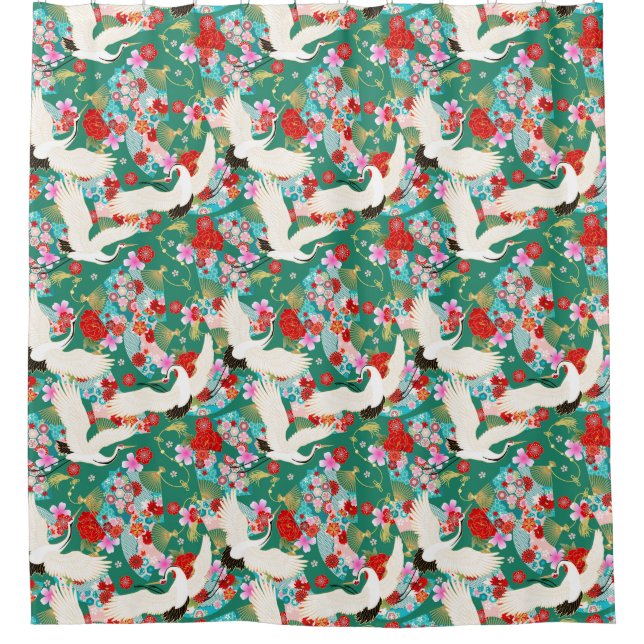 Asiatischer Seidenduschvorhang Duschvorhang (Vorderseite)