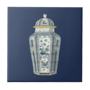 Asiatischer Urner in Blau und Weiß Fliese