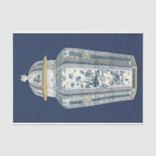 Asiatischer Urner in Blau und Weiß Seidenpapier