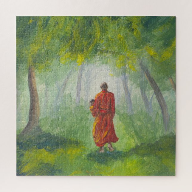 Asiatischer Wald, Acrylmönche. Puzzle (Vertikal)