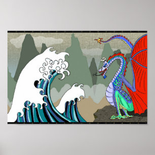Asiatischer Wasserdrache 12 x 8 Poster