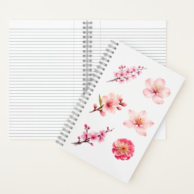 Asiatisches Blüten-Aquarell-Notizbuch Notizbuch (Innen)