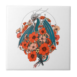 Asiatisches Drachen-Logo Fliese