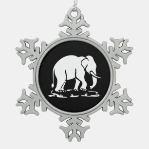 Asiatisches Elefant-voran thailändisches Schneeflocken Zinn-Ornament