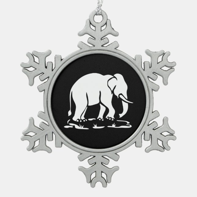 Asiatisches Elefant-voran thailändisches Schneeflocken Zinn-Ornament (Vorderseite)