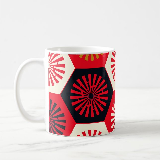 asiatisches Floral Hexagonal-Muster Kaffeetasse (Links)