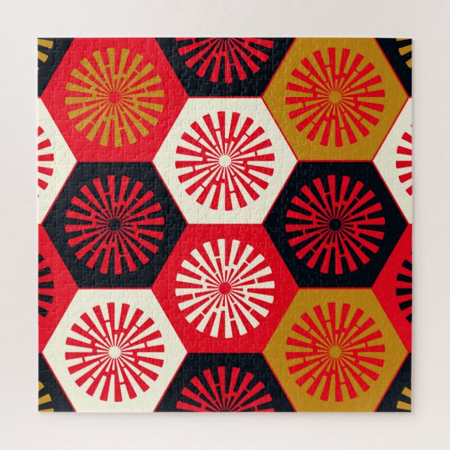 asiatisches Floral Hexagonal-Muster Puzzle (Vertikal)