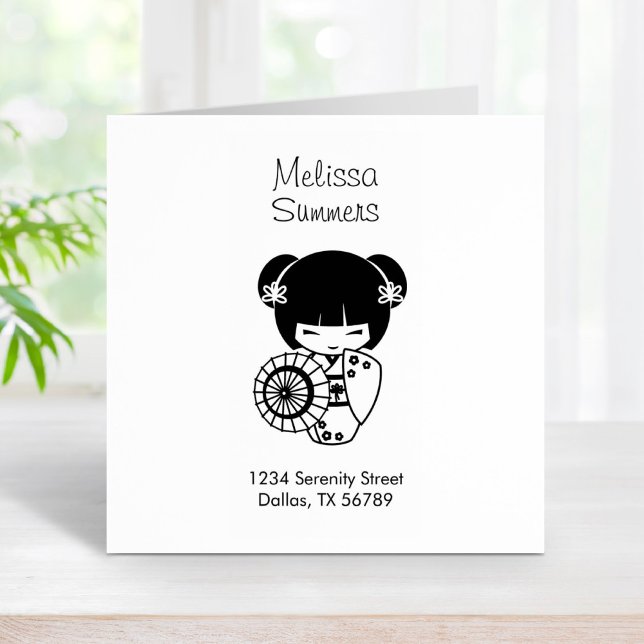 Asiatisches Geisha-Mädchen in Kimono-Adresse Gummistempel (Von Creator hochgeladen)
