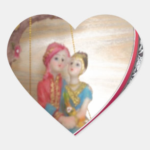 Asiatisches Hochzeitskaffee zum Heart Swing Art Pr Herz-Aufkleber