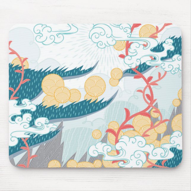 asiatisches Inspiriertes Naturemuster Mousepad (Vorne)