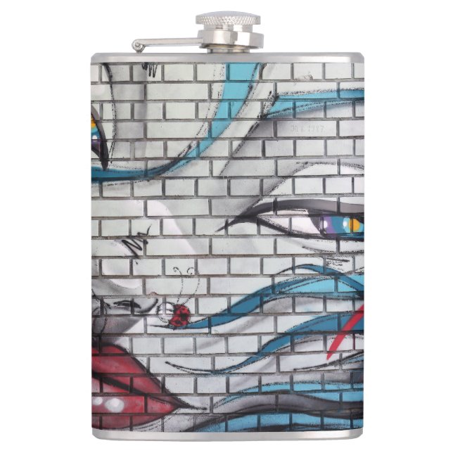 Asiatisches Mädchen Graffiti  Flachmann (Vorderseite)