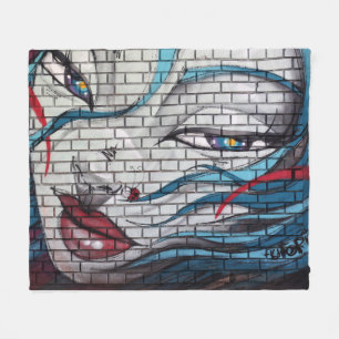 Asiatisches Mädchen Graffiti Fleecedecke