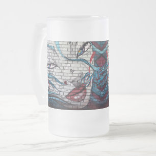 Asiatisches Mädchen Graffiti  Mattglas Bierglas