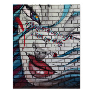 Asiatisches Mädchen Graffiti Poster